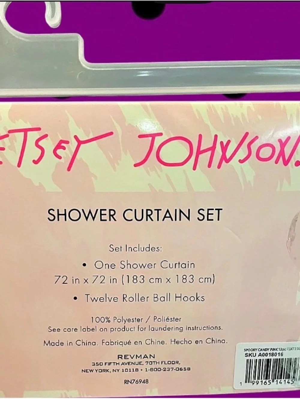 NWT Betsey Johnson Pink Halloween Spooky Spider & Candy Shower Curtain Set
